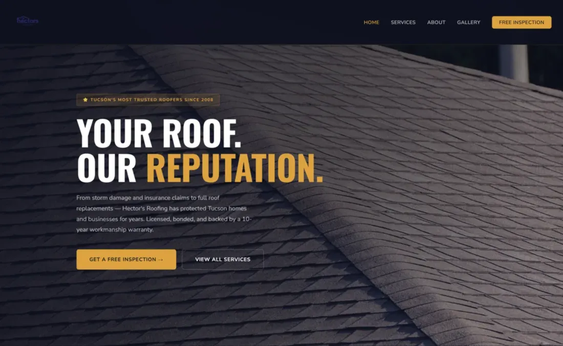 Sitio web de Hector's Roofing hecho por The Local Web Pros