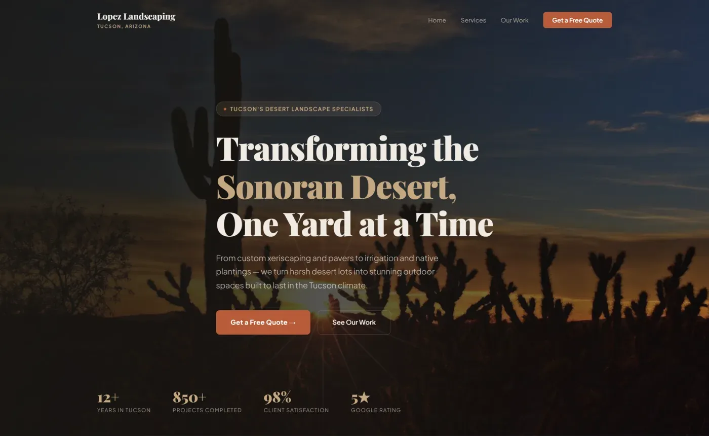 Sitio web de Lopez Landscaping hecho por The Local Web Pros