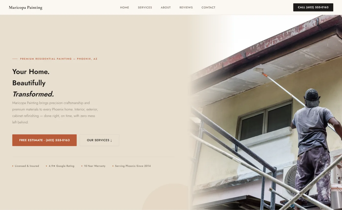 Pima Painting website preview