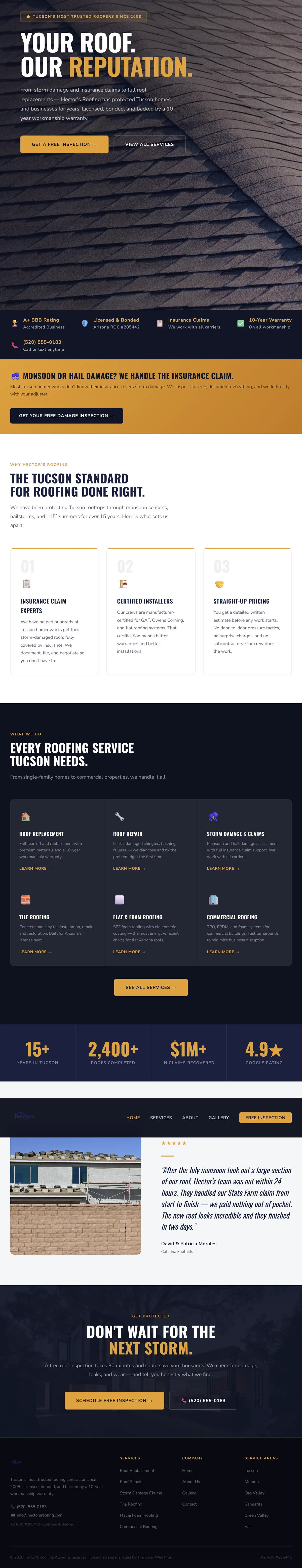 Hector's Roofing website screenshot