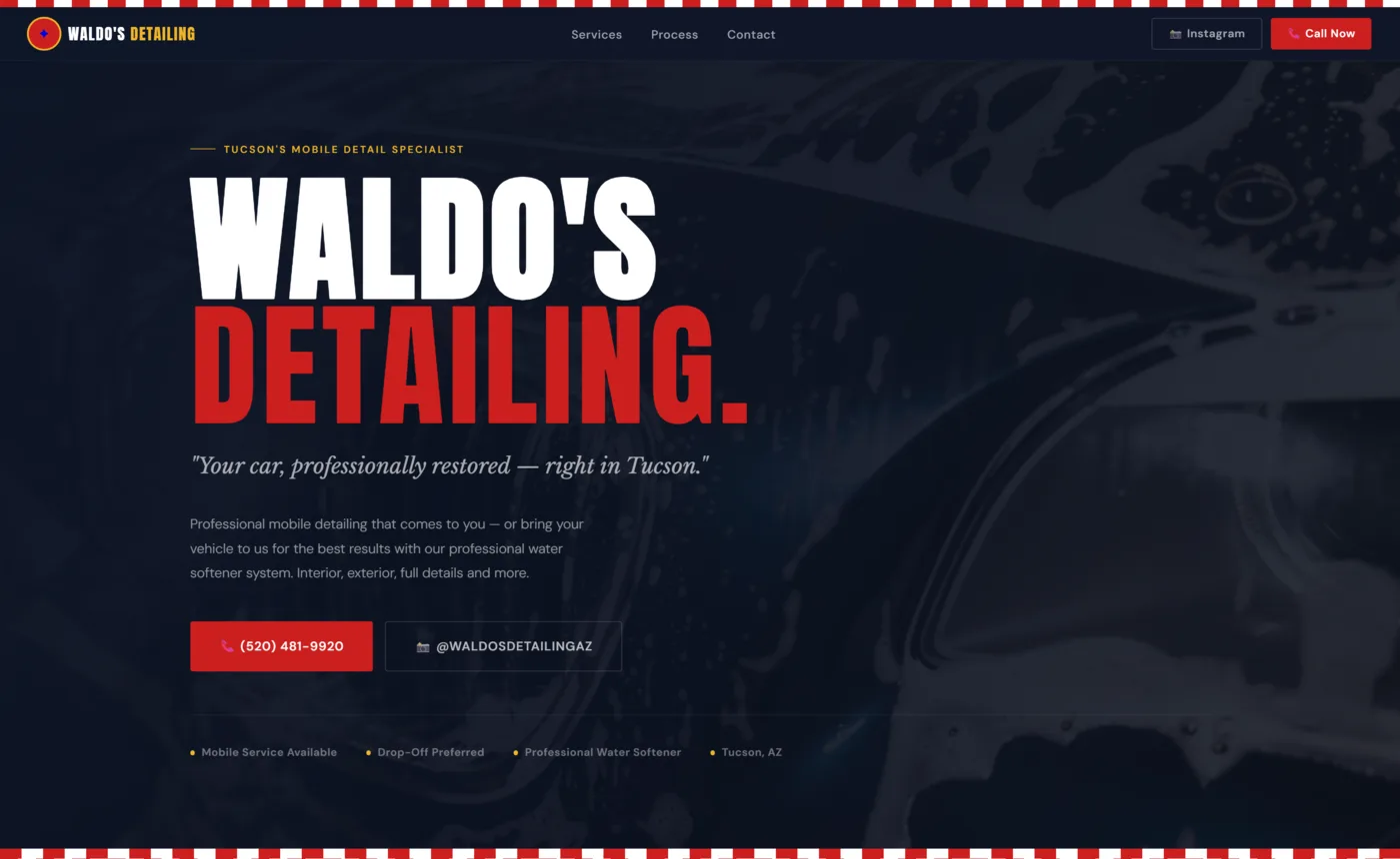 Waldo's Detailing website preview